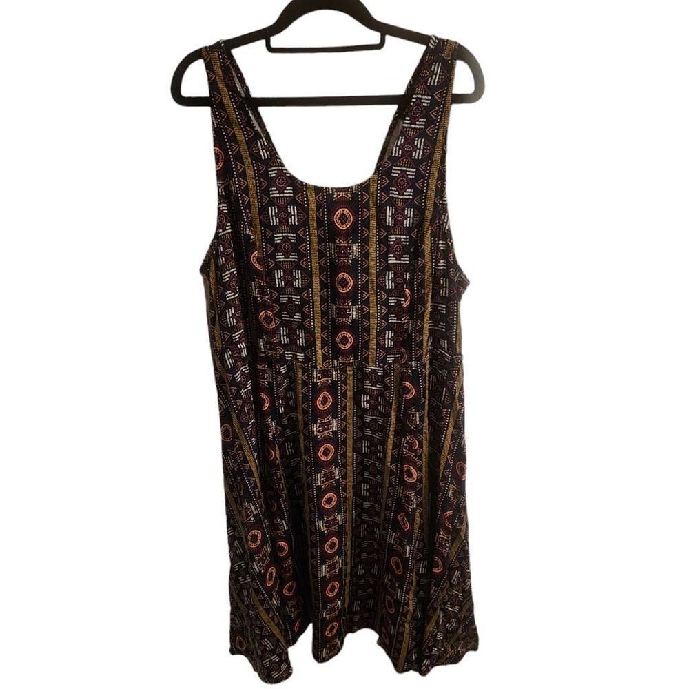 Torrid Boho Geo Rayon Cutout Back Sleeveless Dress NWOT Size 1X